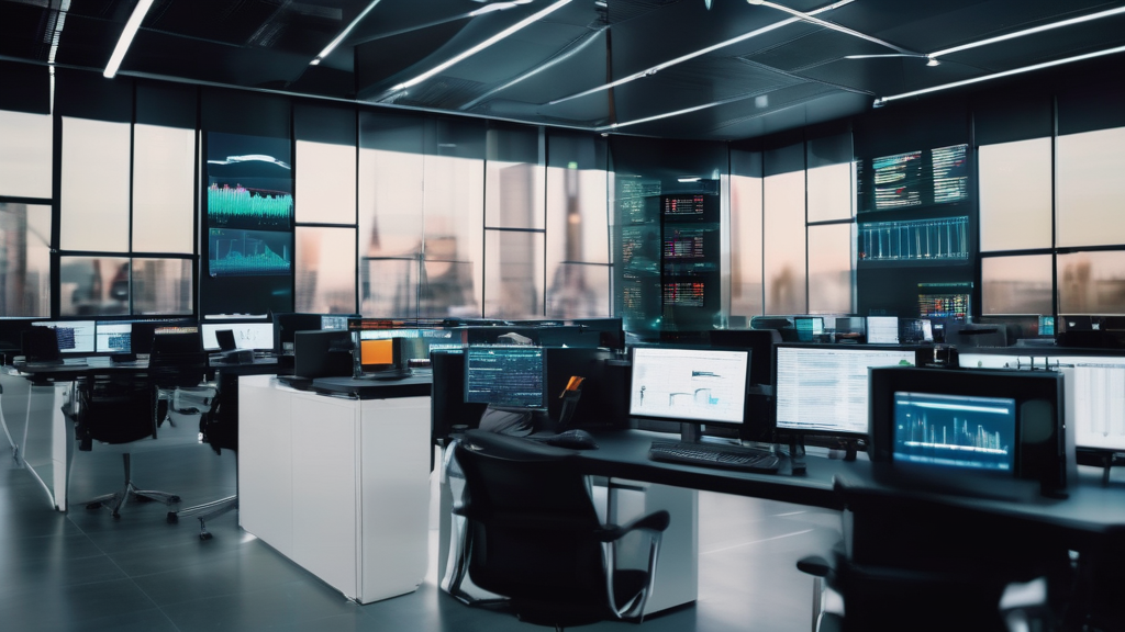 Prop trading office with market data screens
