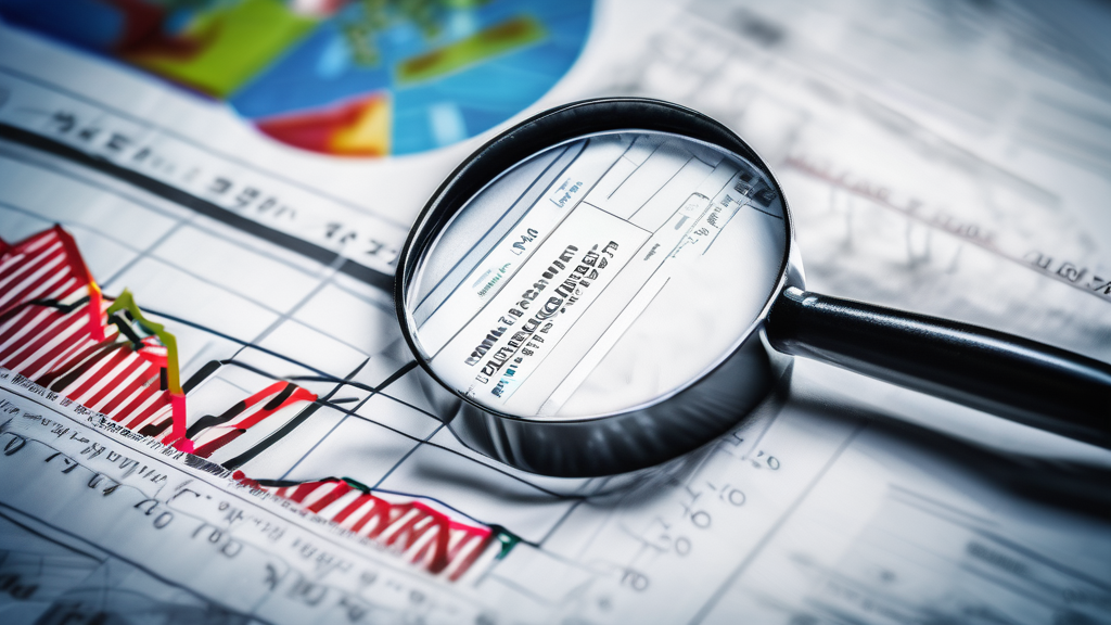 Magnifying glass over financial chart