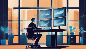 Trader reviewing charts and funded trading evaluation metrics for a prop trading firm