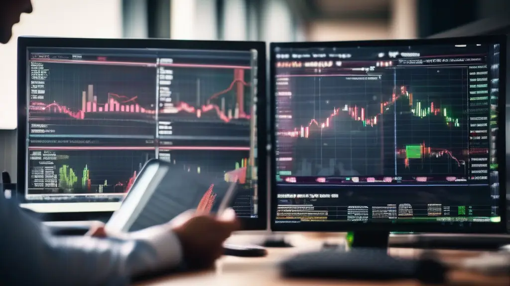 Trader analyzing financial charts in an office